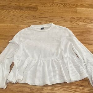 SHEIN Ivory Textured Peplum Blouse